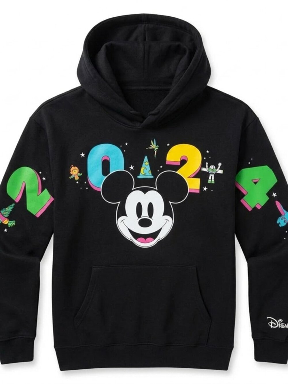 Disney Mickey Neon Graphic Hoodie Womens XXL Black Cotton Pullover
